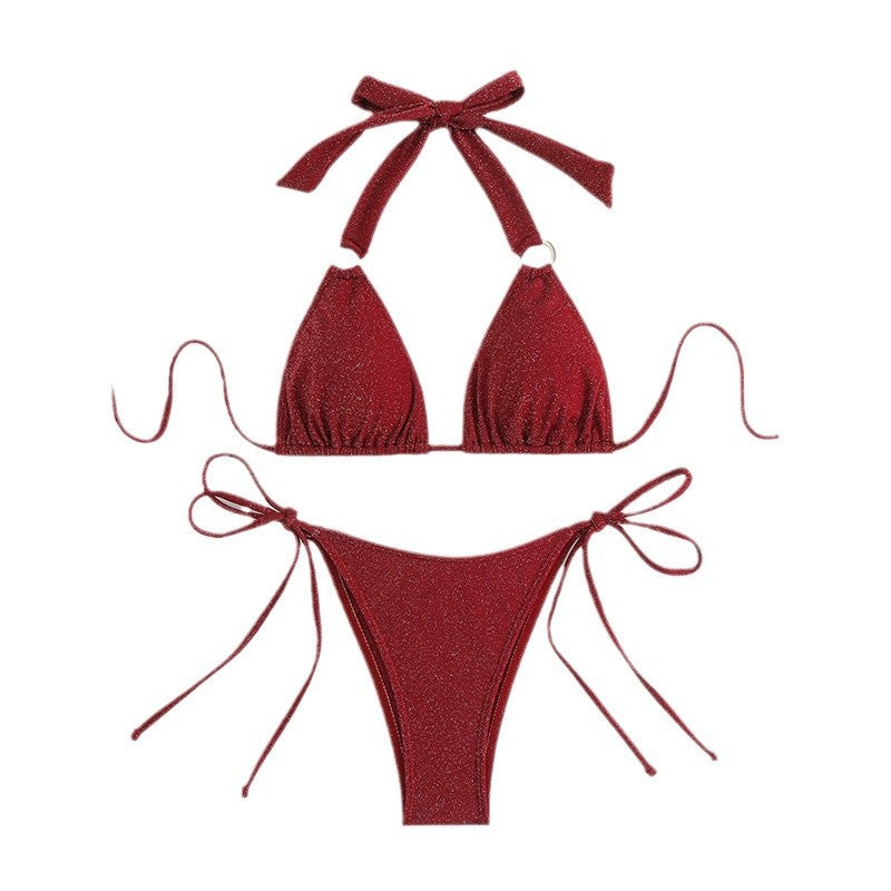 Dame Glitrende Trekant-Bikini-Sæt Stilla