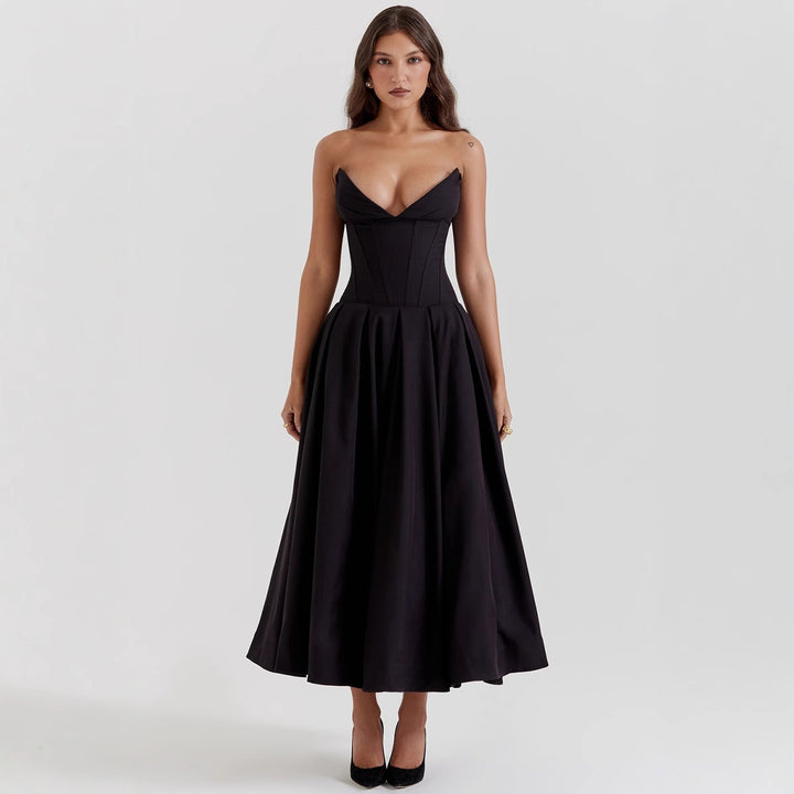 Kvinders Couture Maxi Kjole med elegant sweetheart udskæring og flagrende nederdel Stilla