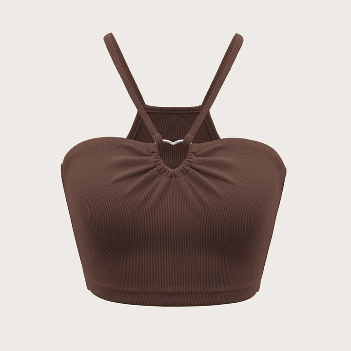 Kvinders crop top med justerbare spaghetti stropper og elegant samlingseffekt Stilla