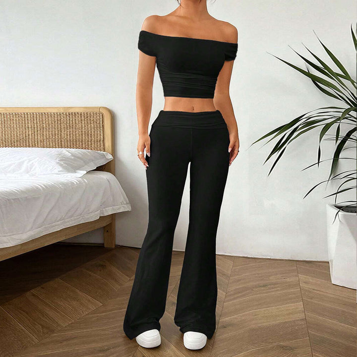 Kvinder casual crop top og højtaljede bukser sæt Stilla