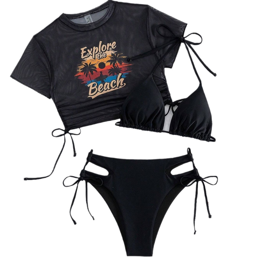 Dame sæt med crop-top og triangel-bikini Skovae