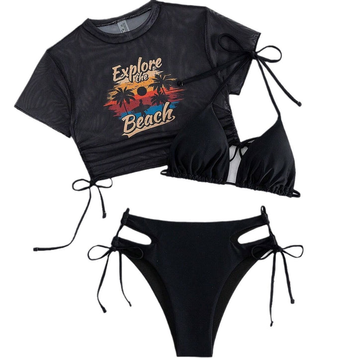 Dame sæt med crop-top og triangel-bikini Skovae