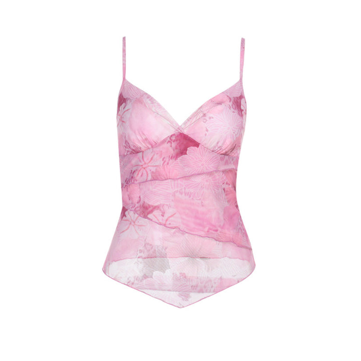Dame Blomster-Print Spaghetti-Rem Top Stilla