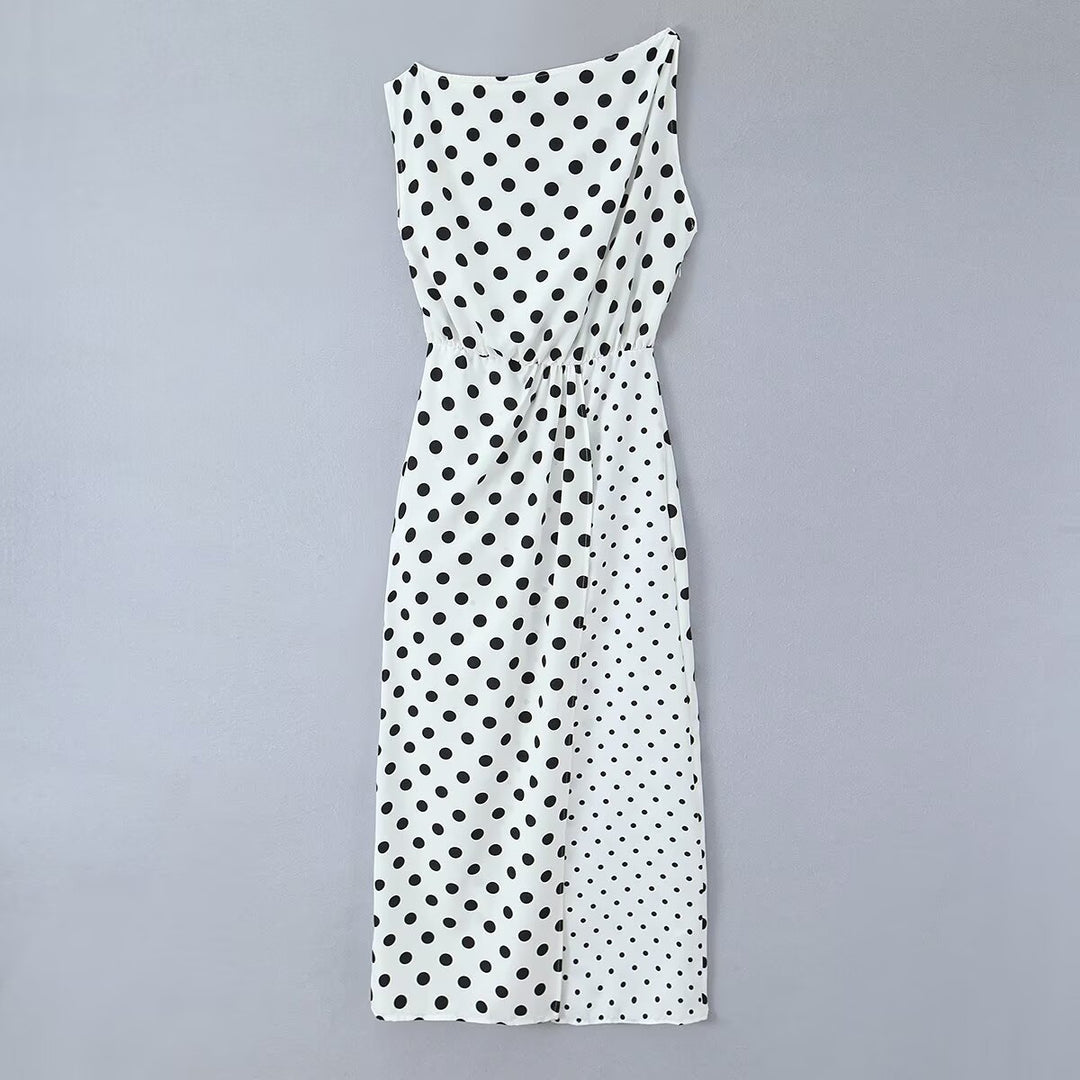 Dame maxikjole med trendy polka-dot mønster Skovae