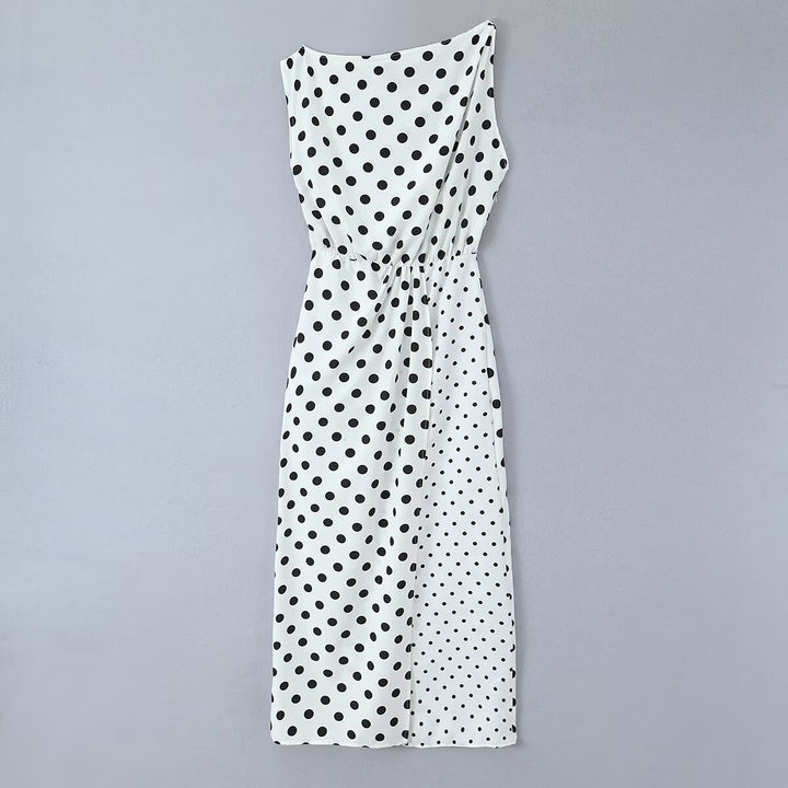 Dame maxikjole med trendy polka-dot mønster Skovae