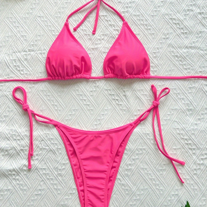 Dame Cropped T-Shirt og Bikini-sæt med moderigtigt knudedetalje Stilla