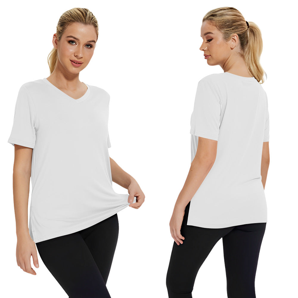 Dame Funktionelt V-Hals Sport T-shirt med åndbar teknologi Skovae