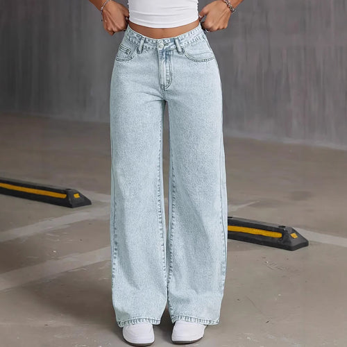 Dame Højtaljede Bredbenede Denim Jeans Stilla