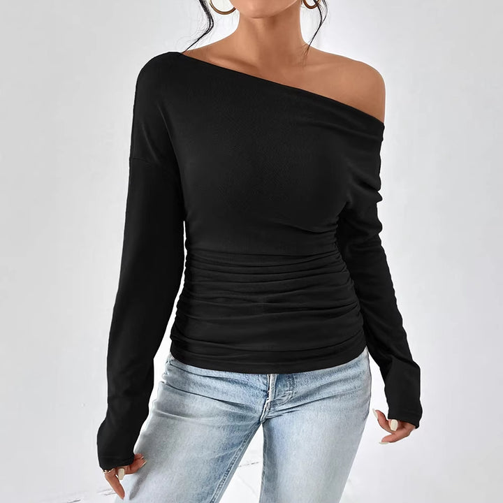 Dame Off-Shoulder Overdel med figursyet snit og fin rynkning Skovae