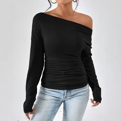 Dame Off-Shoulder Overdel med figursyet snit og fin rynkning Skovae