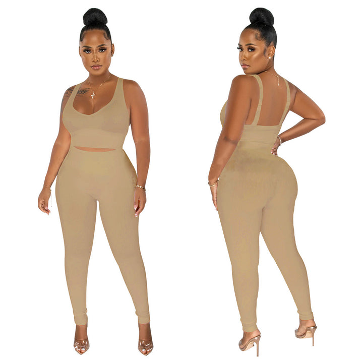 Dame Sporty Sæt bestående af Crop Top og High-Waist-Leggings Stilla
