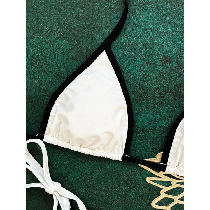 Dame triangel-bikini med justerbare stropper og eksklusive ruffle-detaljer Skovae