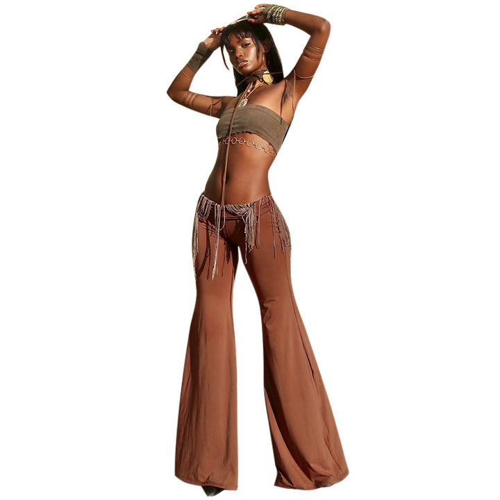 Femme Flared Pants med frynse-detalje Stilla