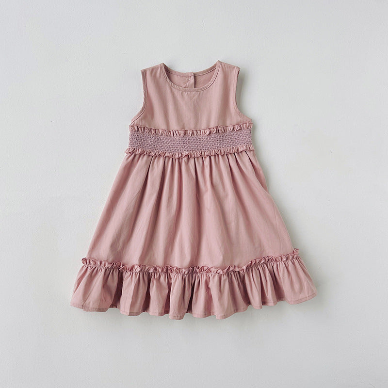 Pige Smocked A-linje Sundress med Rüschensaum Stilla