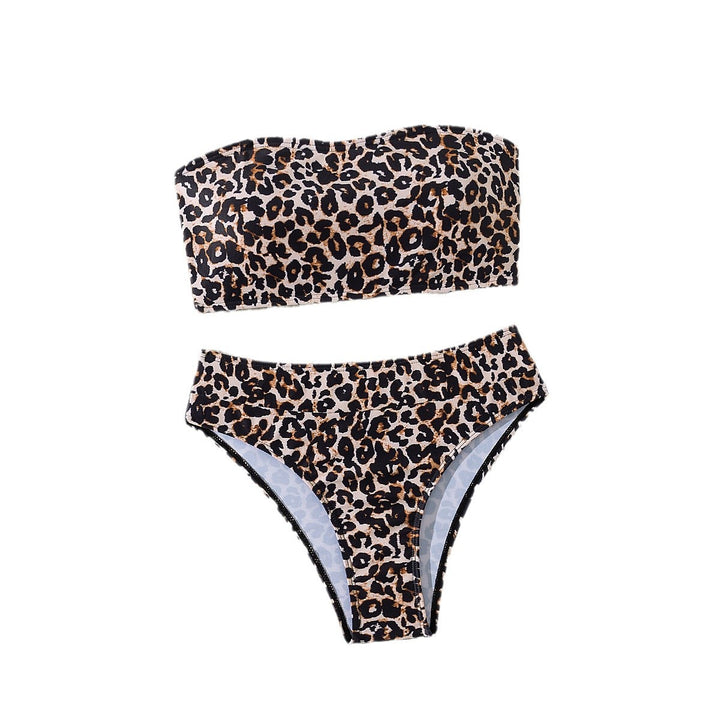 Dame bandeau-bikini med spændende leopardmønster Skovae
