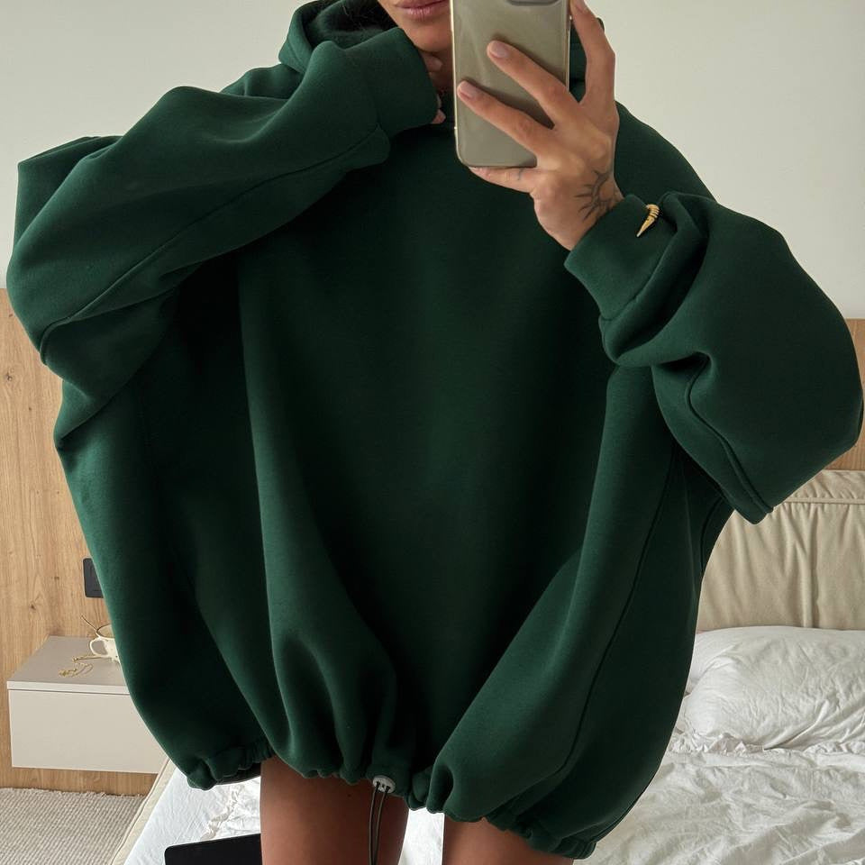 Kvinder oversized hoodie med brede ærmer og ribbet kant Skovae