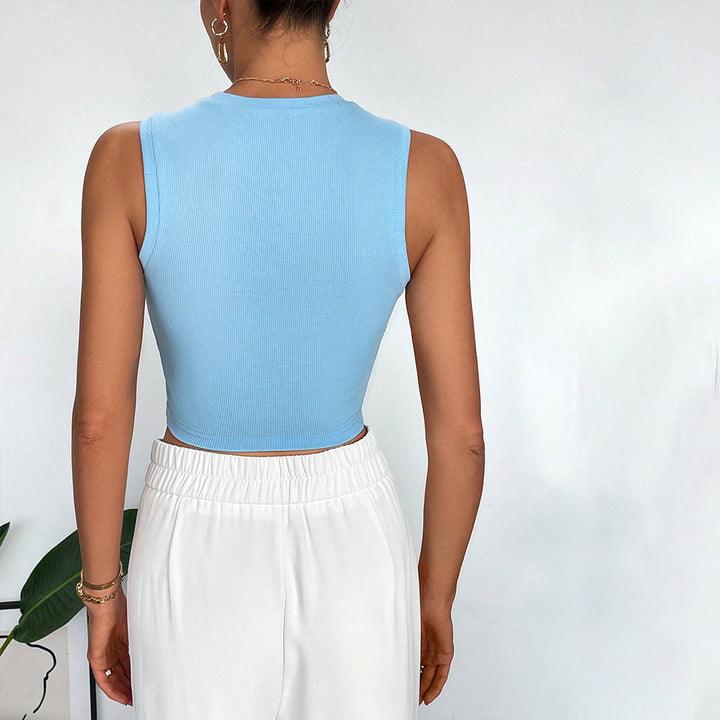 Kvinders kortet tanktop med elegant knude design Stilla