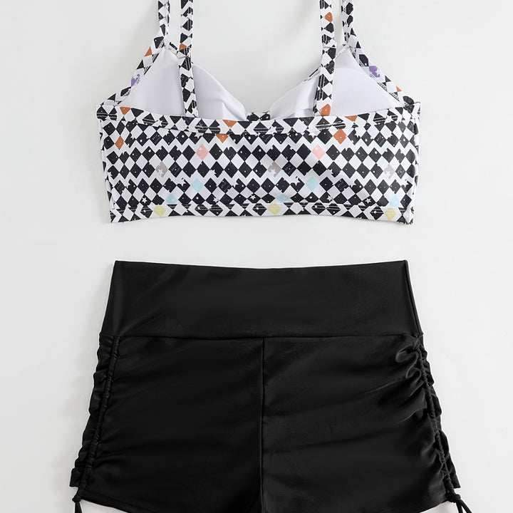 Dame Crop-Bikini Top med Rynket Badebukser Skovae
