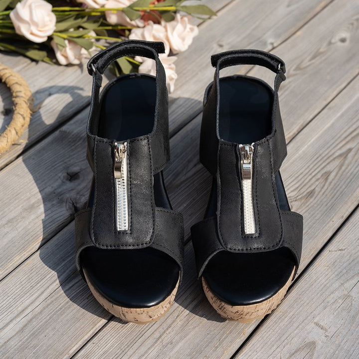 Dame Wedge-sandaler med modetrends zip og behagelig fodseng Stilla