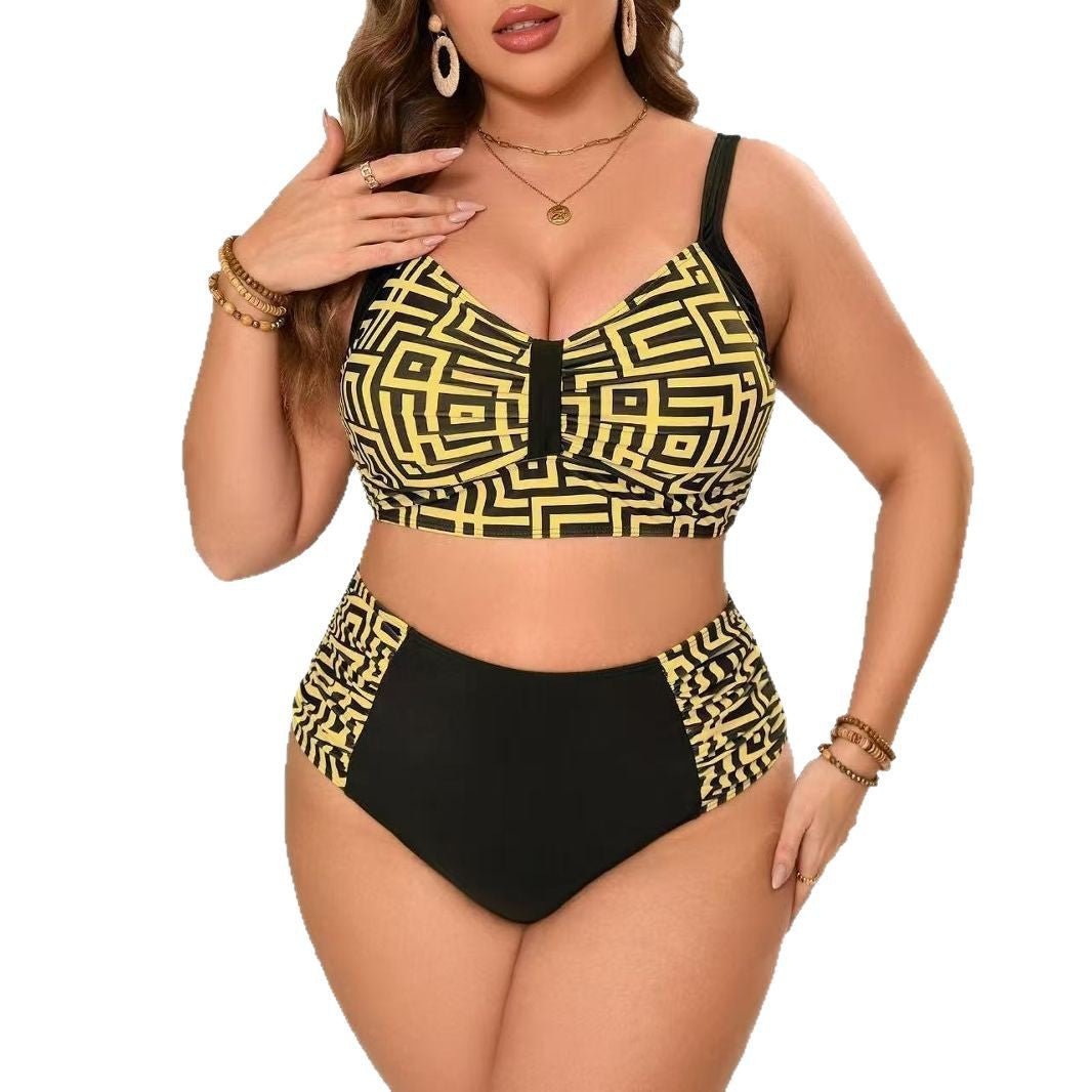 Dame To-delt Bikini-sæt med moderne geometrisk design Skovae
