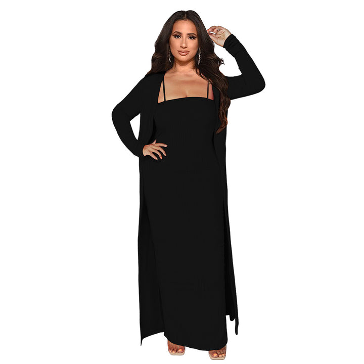 Dame Strapless Maxikjole med lang Cardigan Stilla