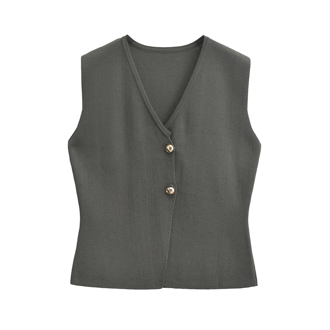 Dame Casual Knap-Op Vest Stilla