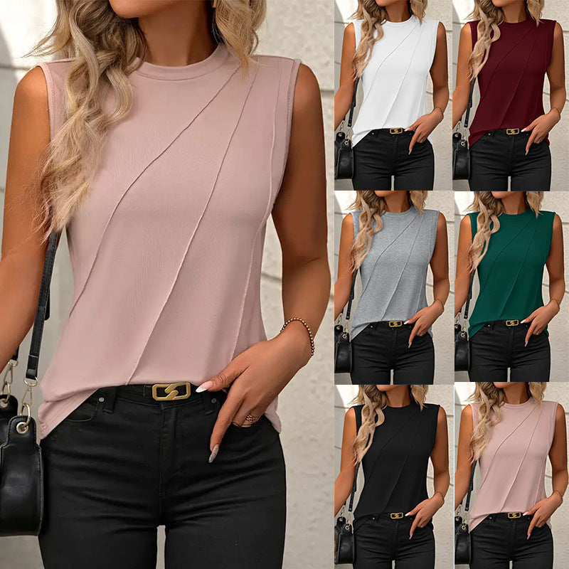 Dame ærmeløs bluse med moderne draperingsdetaljer Stilla