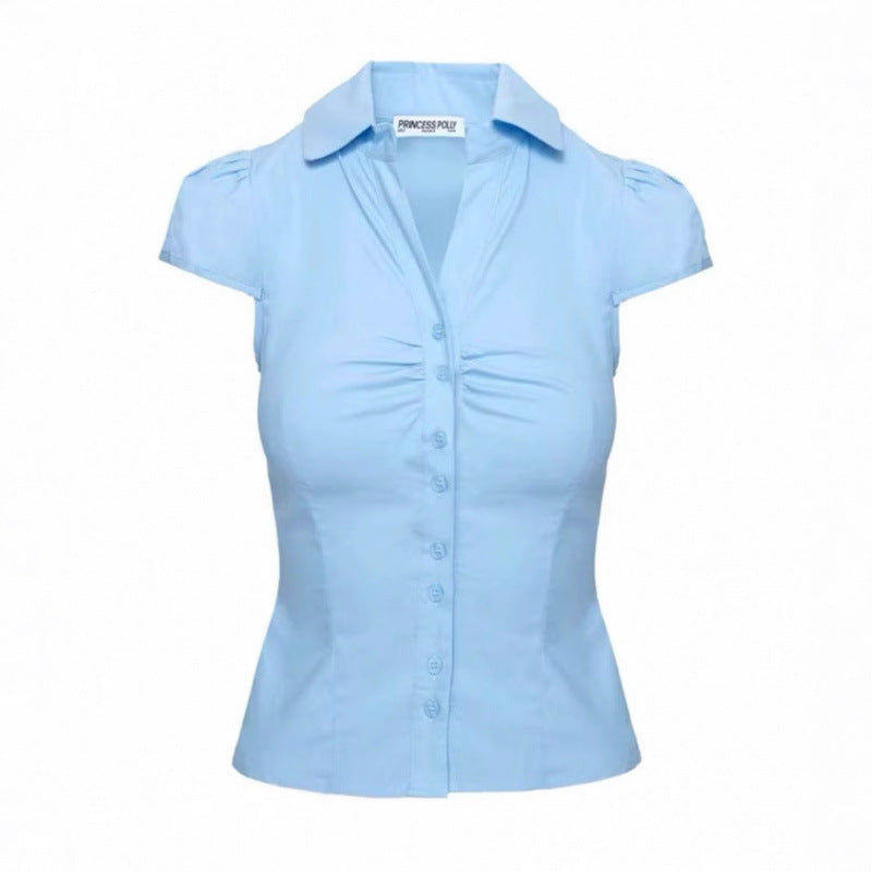 Dame tekstureret knaplukning-bluse Stilla