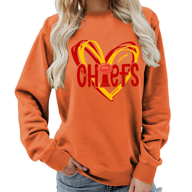 Kvinders sweatshirt med hjerte-design og kreative sportsgrafikker Stilla