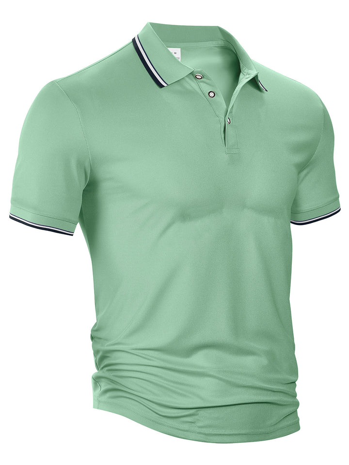 Herrer nan klassisk polo shirt lavet af piqué med kontraststriber ved kraven Skovae
