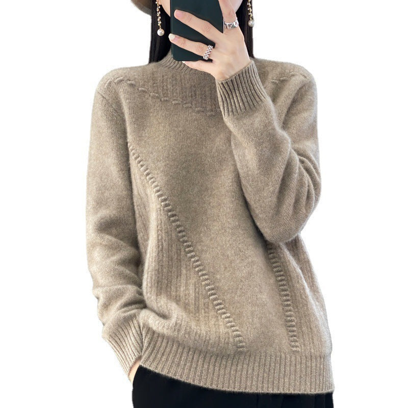 Kvinders strik sweater med struktureret krave og asymmetrisk snit Stilla