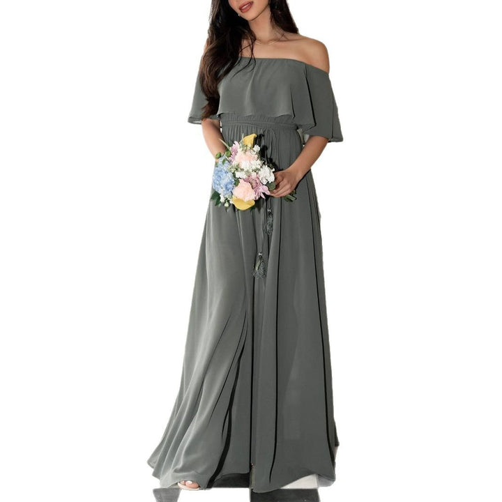 Dame Elegant Maxikjole med Off-Shoulder-Udskæring og Taljejustering Stilla
