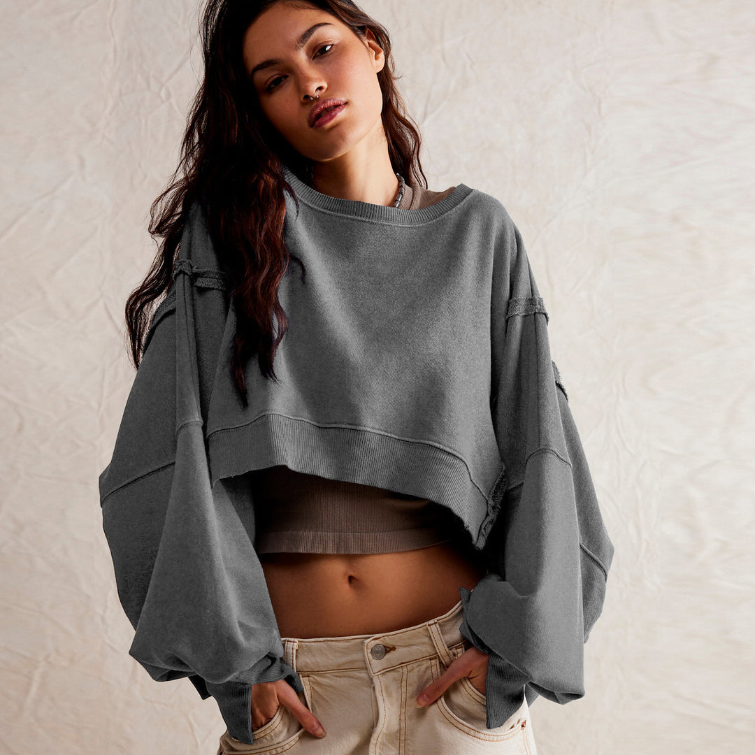 Dame afslappet oversized sweater med voluminøse ærmer og blødt materiale Stilla