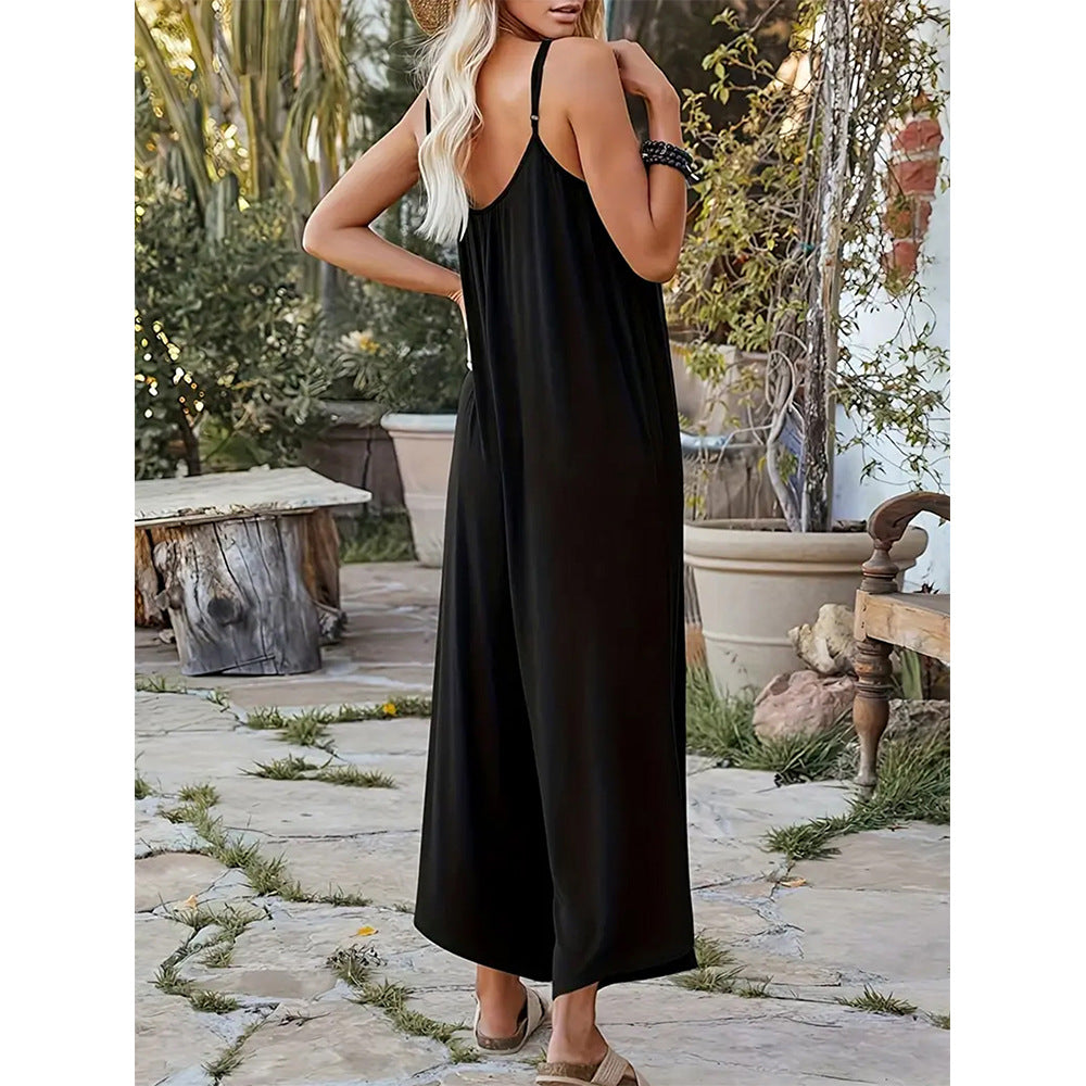 Dame jumpsuit med dekorativt soltryk Stilla