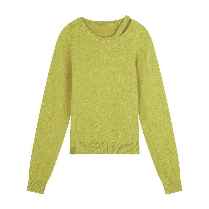 Dame elegant strikpullover med asymmetrisk detalje og blødt materiale Stilla