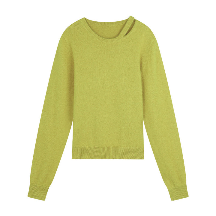 Dame elegant strikpullover med asymmetrisk detalje og blødt materiale Stilla