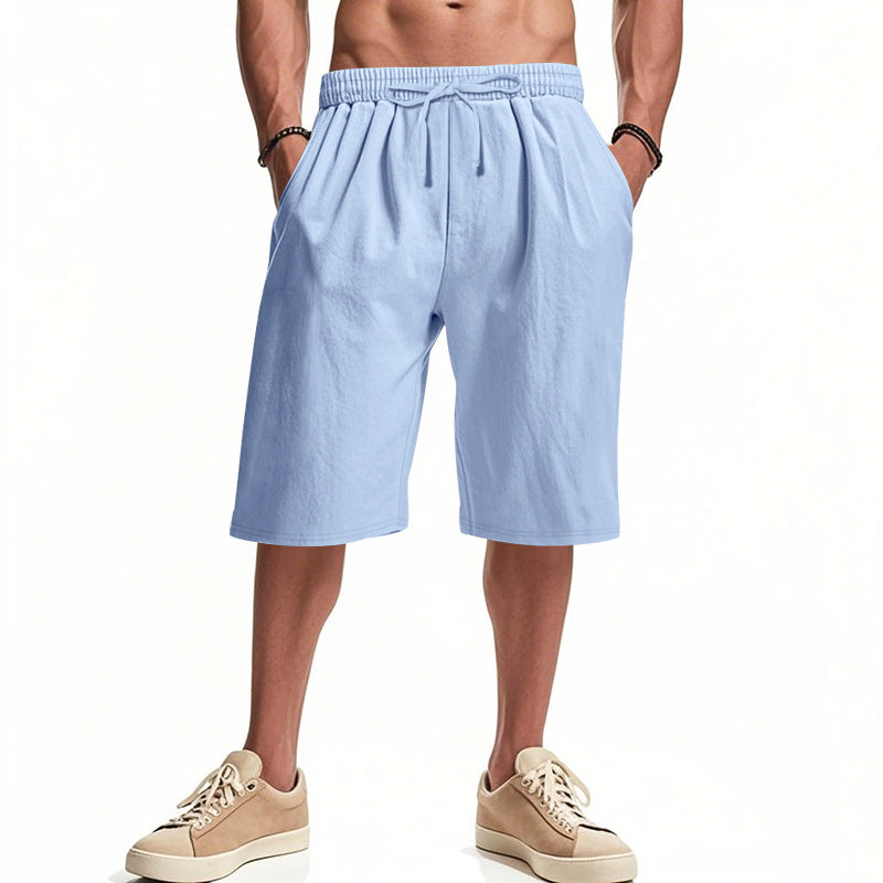 Herre nan afslappede bermudashorts i bomuldsblanding med elastisk livline snor og sidelommer Skovae