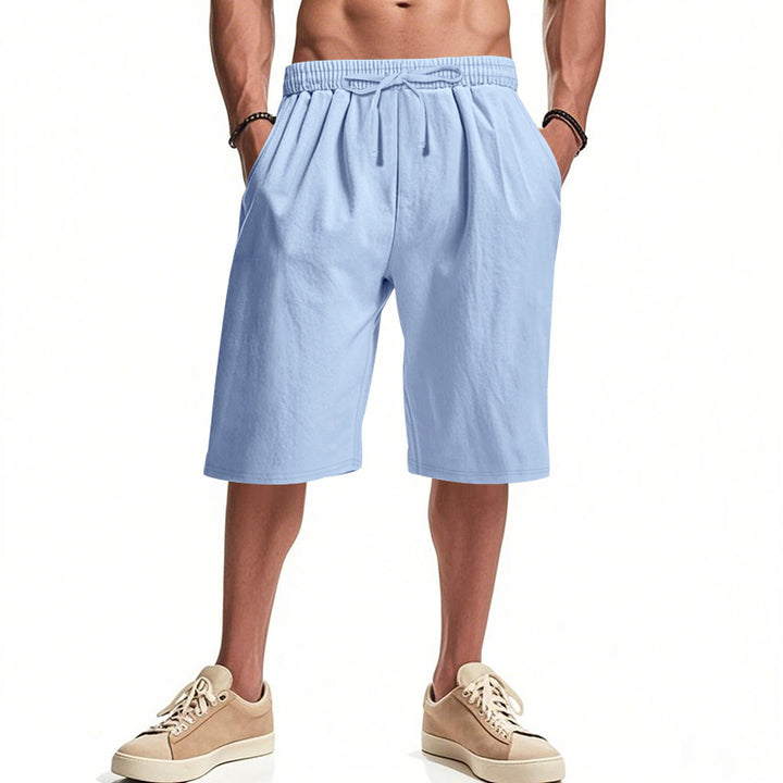 Herre nan afslappede bermudashorts i bomuldsblanding med elastisk livline snor og sidelommer Skovae