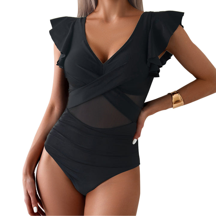 Damer Elegant skåret jumpsuit med ruffle detaljer Skovae