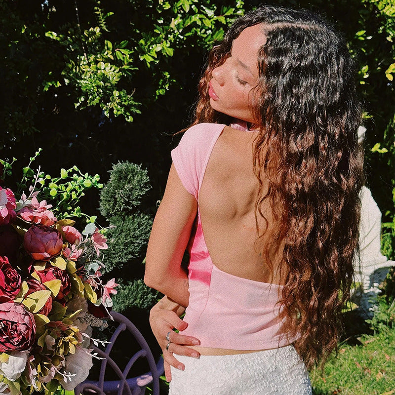 Dame Crop-Top med blomsterdesign Skovae