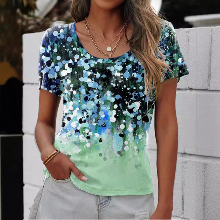 Dame Kunstnerisk Mønstret Kortærmet T-Shirt Stilla