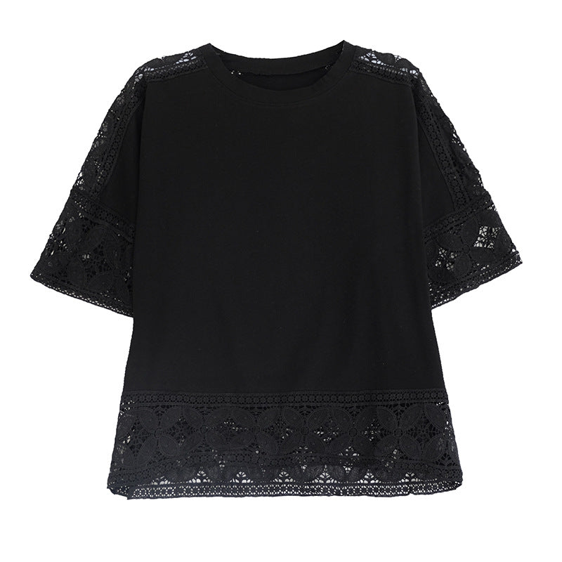 Dame T-shirt med blondestik Stilla