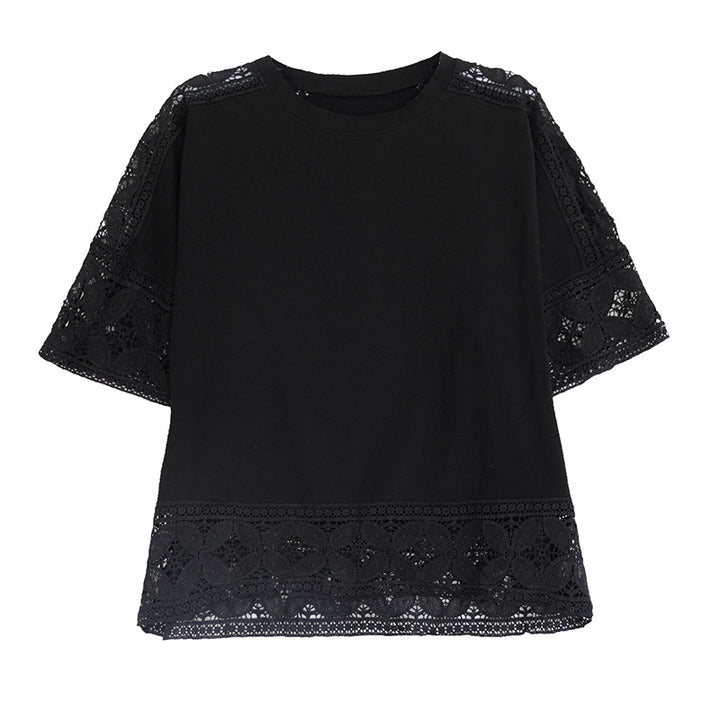 Dame T-shirt med blondestik Stilla