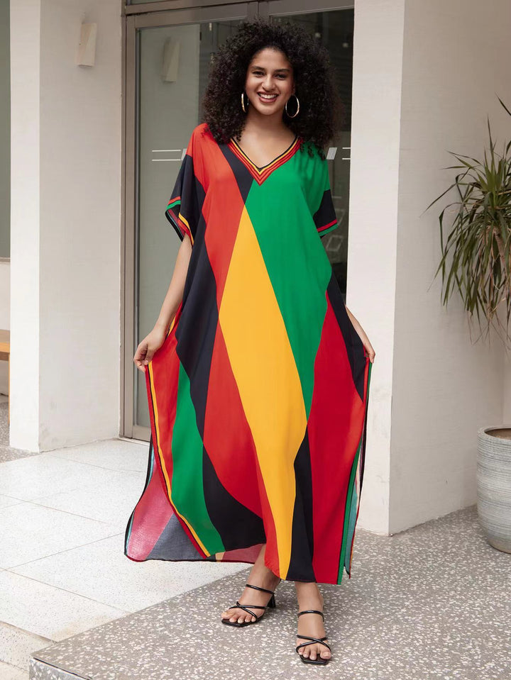Dame Kaftan med attraktivt snit og livligt design Stilla