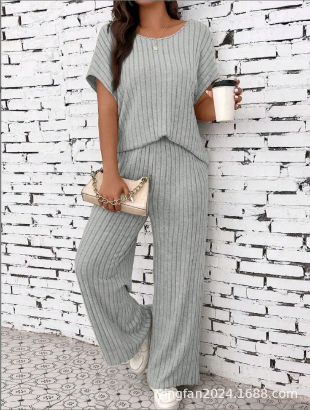 Dame Behageligt Ribbet To-delt Loungewear Sæt Stilla