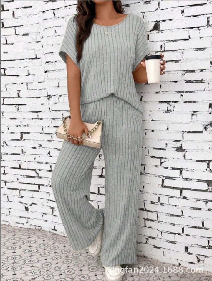 Dame Behageligt Ribbet To-delt Loungewear Sæt Stilla
