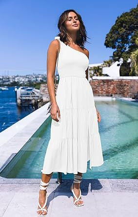 Dame Maxikjole med ærmeløs design og elastisk bustier Skovae
