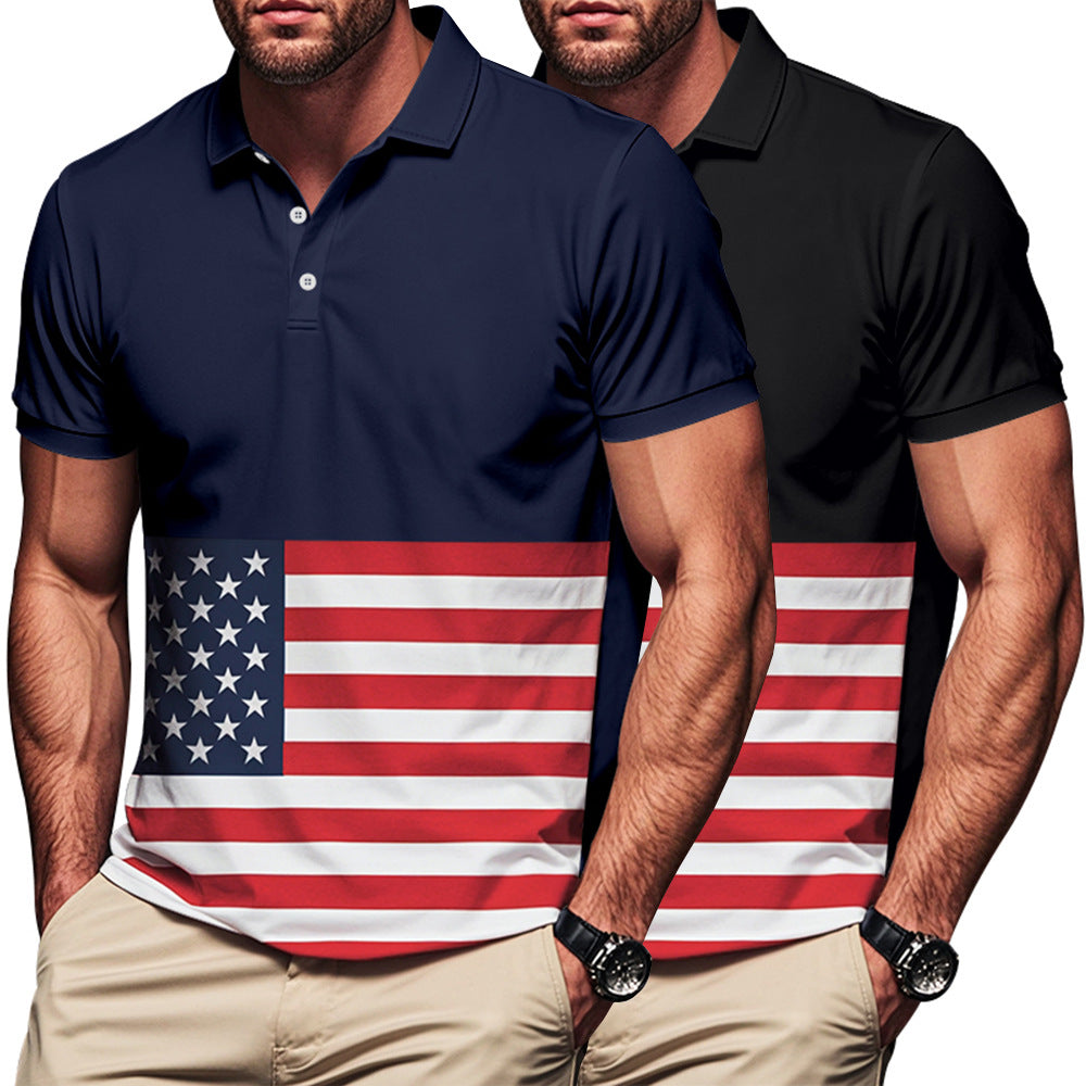 Herre polo skjorte i patriotisk stil med flagemotiv Stilla