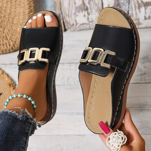 Dame elegante Slide-sandaler med modigt spænde-detalje og komfortabel sål Stilla
