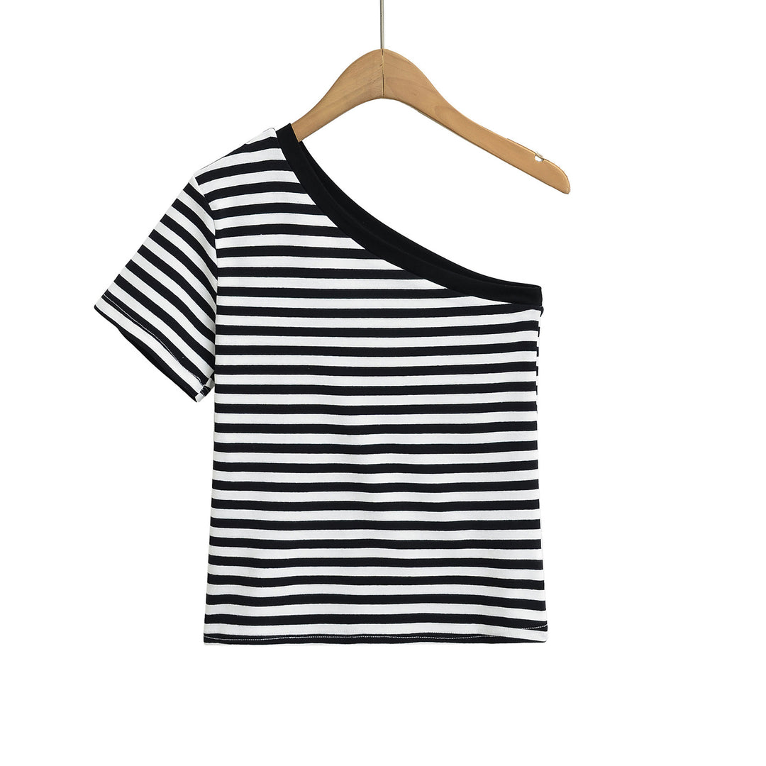 Dame asymmetrisk stribetop Stilla